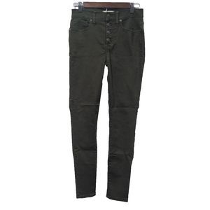Madewell Womens 9" Mid-Rise Skinny Jeans Size 25 Button-Front Olive Green Casual